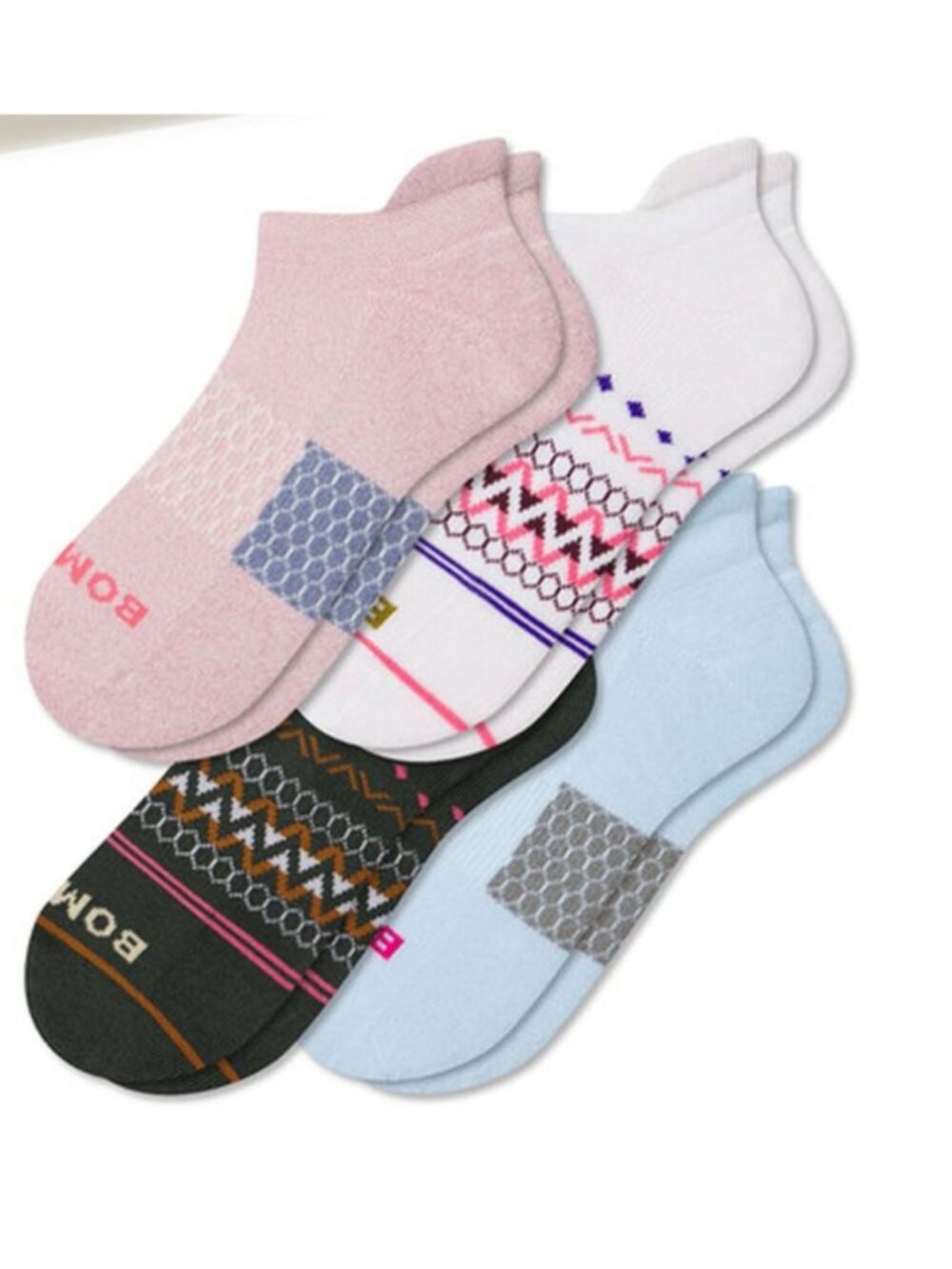 Bombas Ankle Socks 4-Pack Spanish Rose Mix Medium W 8-10.5 M 6-9 101-S01 New Ope - Picture 2 of 2
